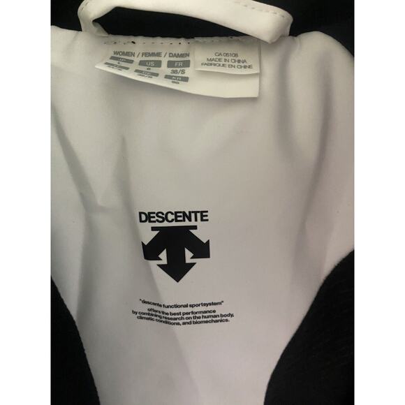 Descente Women's Ski Jacket Puffer White Black Stripe Hood Motion 3D Heat Navi S - Picture 13 of 13